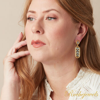 Aquamarine Long Statement Stud Gold And Silver Earrings, 3 of 9