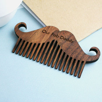 Personalised Wooden Beard And Moustache Comb, 2 of 9