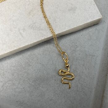 Sterling Silver Gold Plated Snake Necklace, 5 of 10