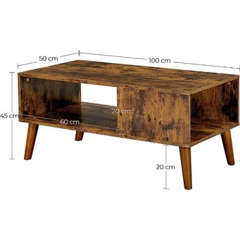 Brown Retro Coffee Table Cocktail Table With Shelf, 9 of 9