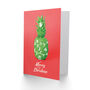 Pineapple Fruit Tree Pink Green Tropical Christmas Card, thumbnail 2 of 4