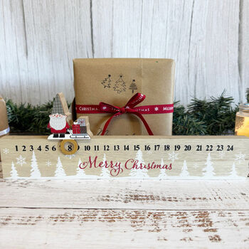 Wooden Santa Advent Christmas Countdown Ruler Red And White, 2 of 5