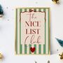 A4 Christmas Art Print, The Nice List Club, Green Stripes, thumbnail 1 of 5
