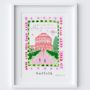 Ickworth House, Suffolk Scene Art Print Patterned Landscapes: Heritage Pink Edition, thumbnail 2 of 2