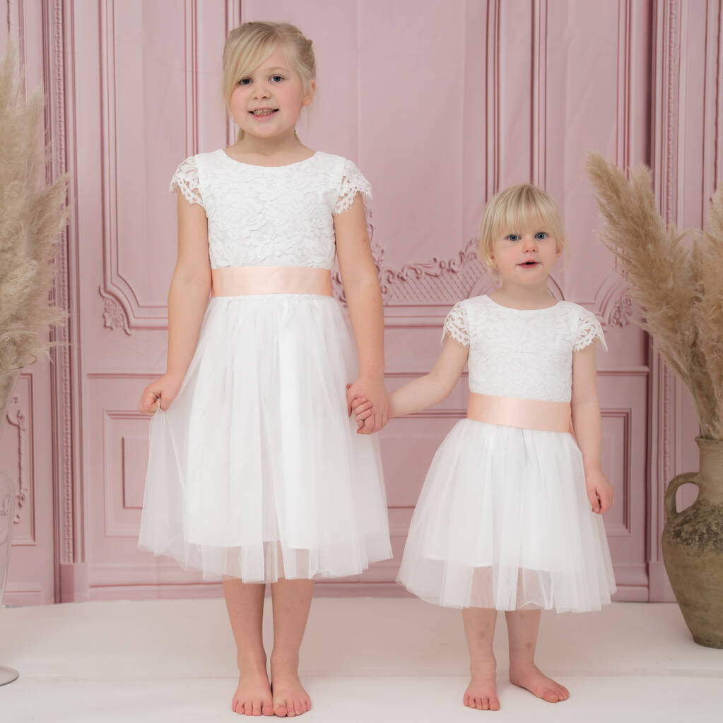 Soft Lace And Tulle Flower Girl Dress, 1 of 8