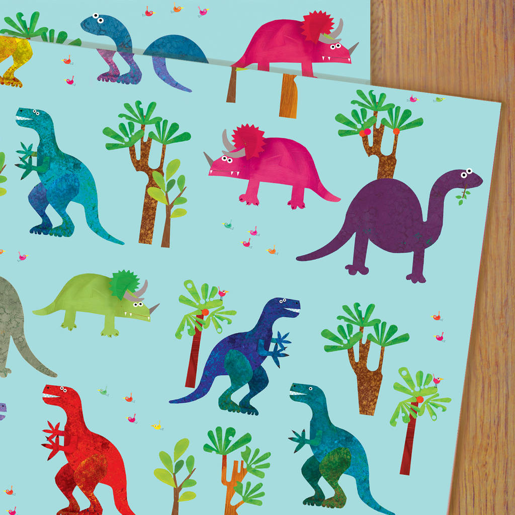 Dinosaur Gift Wrap Two Sheets By Kali Stileman Publishing