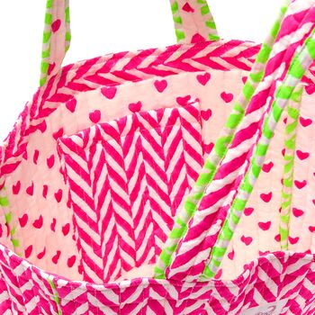 Quilted Tote Bag | Neon Pink, 3 of 3