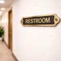 Classic Brass Restroom Door Plaque With Black Finish, thumbnail 5 of 6
