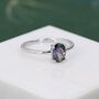 Sterling Silver One Carat Mystic Black Cz Oval Ring, thumbnail 1 of 11