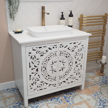 White Carved Bathroom Vanity Unit, 9 of 9