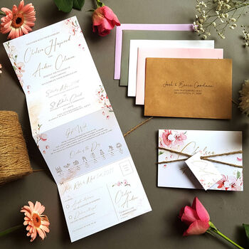 Pink Blossom Wedding Invitations Sample, 2 of 7