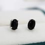 Genuine Black Onyx Oval Stud Earrings Sterling Silver, thumbnail 6 of 10