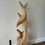 1m Tall Huge Hand Carved Wooden Mother And Baby Dolphin Ornament, thumbnail 2 of 12