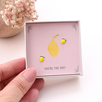 'You're The Zest' Sterling Silver Lemon Earrings, 3 of 6