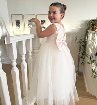 Maryanne Baby Pink + Ivory White Skirt Flower Girl Dress, 5 of 12
