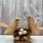 Wooden Bird Ornament Love Birds On Nest With Mushroom, thumbnail 4 of 9