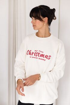 First Christmas As Mummy Embroidered Personalised Sweatshirt Jumper, 2 of 9