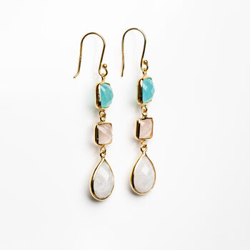 Gold Plated Gemstone Drop Earrings, 3 of 6