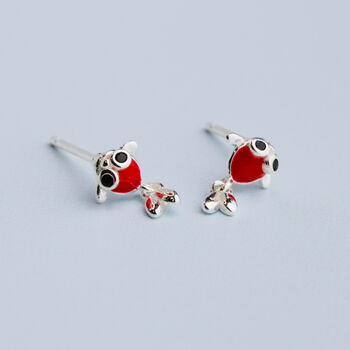 Sterling Silver Tiny Goldfish Stud Earrings, 2 of 4