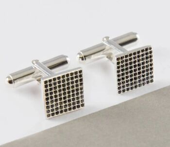 Gold Plated Sterling Silver Square Gemstone Cufflinks, 2 of 3