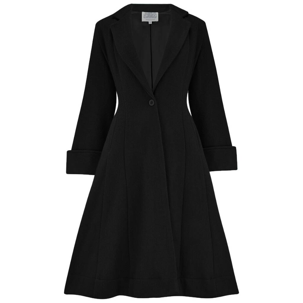 Elizabeth Coat In Black Vintage 1940s Style By The Seamstress of Bloomsbury