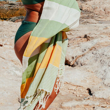 Yellow Green Balat Turkish Towel, 3 of 4