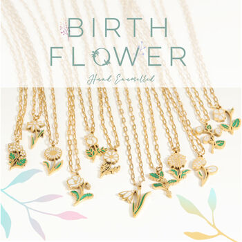 Cut Out Enamelled Birth Flower Necklace In A Gift Box, 2 of 11