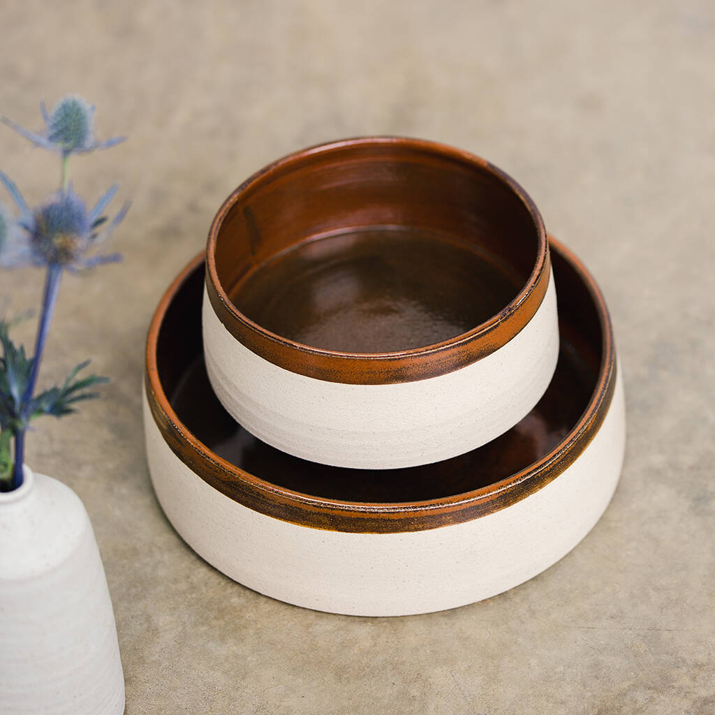 Ceramic Dog Food And Water Bowl Set By The Stately Hound