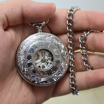 Engraved Pocket Watch Baroque Design, 3 of 4