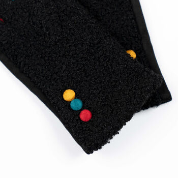 Black Boucle Gloves With A Pop Of Colour, 3 of 6