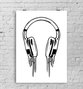Headphones Open Edition Art Print A3, 3 of 5