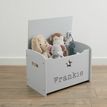 Personalised Grey Star Design Toy Box, 2 of 4