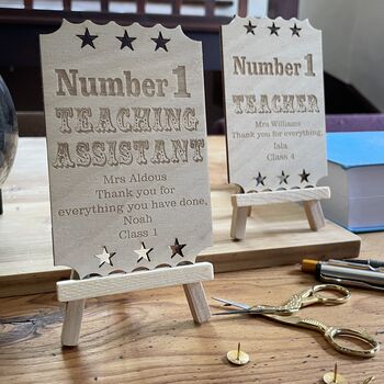 Personalised Number One Teacher Wooden Gift Card, 9 of 10