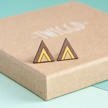 Gold Triangle Geometric Stud Earrings, 3 of 6