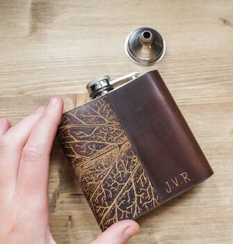 Personalised Mulberry Leaf Hip Flask, 2 of 4