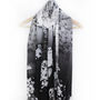 Black And White Floral Voile Scarf Gift Boxed With Card, thumbnail 2 of 6