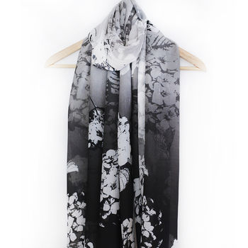 Black And White Floral Voile Scarf Gift Boxed With Card, 2 of 6