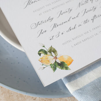 Mediterranean Lemons Wedding Invitation Set, 7 of 10