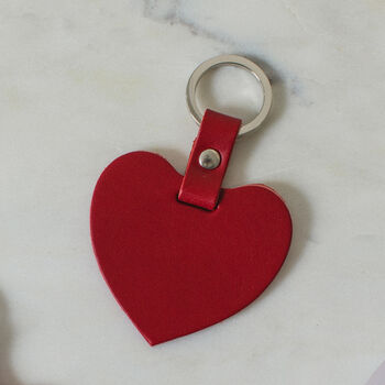 Personalised Red Heart Leather Keyring Made In England, 2 of 2