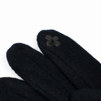 Cosy Jet Black Gloves With Faux Fur Cuff, 5 of 6