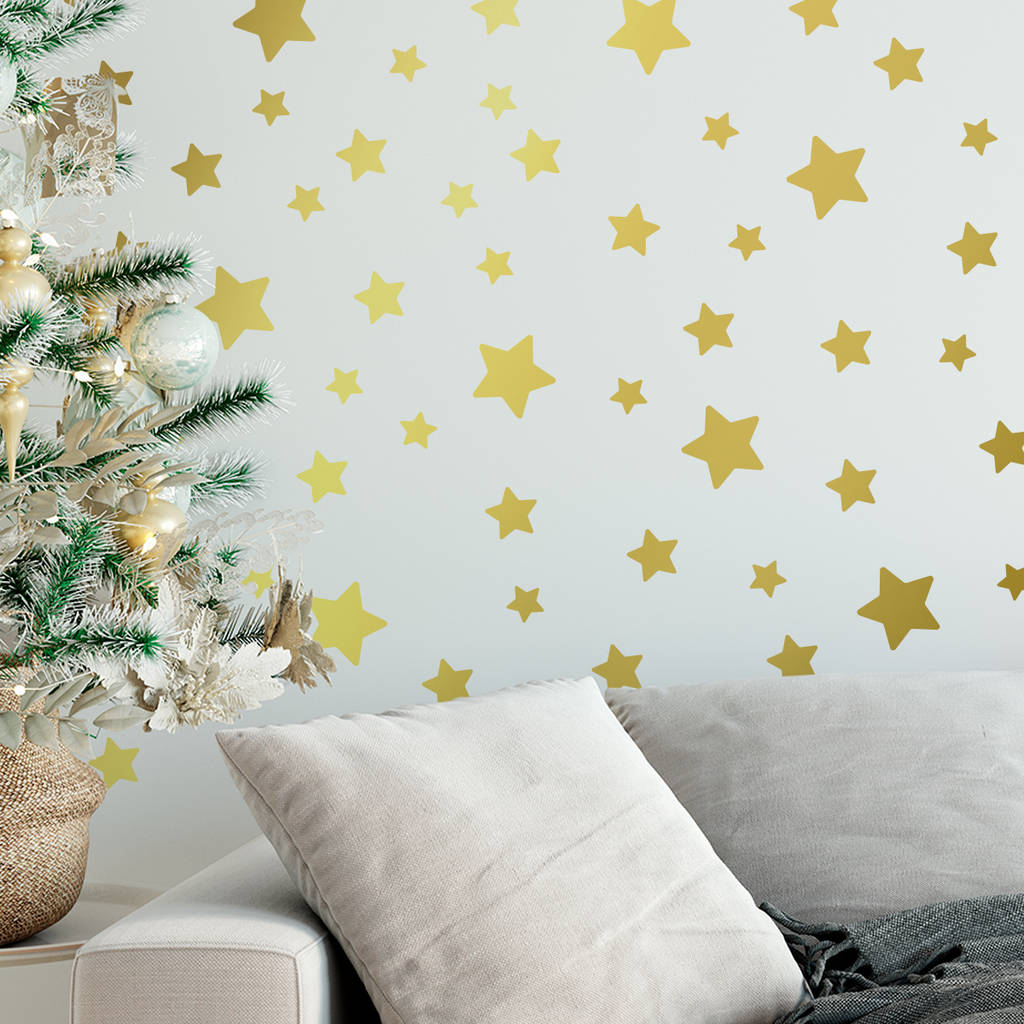 Christmas Gold Stars Wall Sticker Small Set Of 50 Stars By SirFace