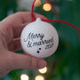 Merry And Married First Christmas Wedding Bauble, thumbnail 2 of 6