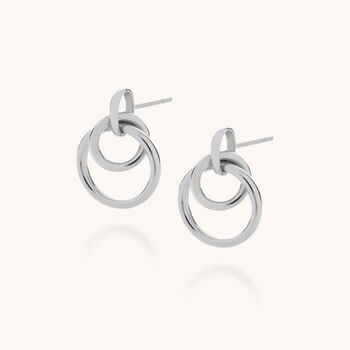 Double Hoop Ear Drop Sterling Silver, 2 of 5