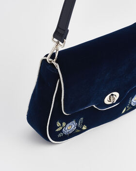 Rose Embroidered Blue Clutch, 8 of 9