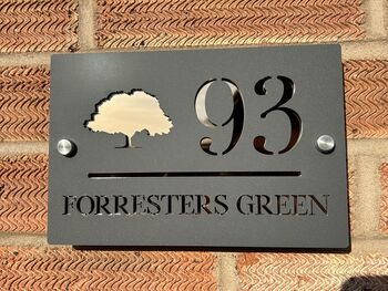 Personalised Silhouette Tree Design House Number Sign Acrylic, 10 of 11