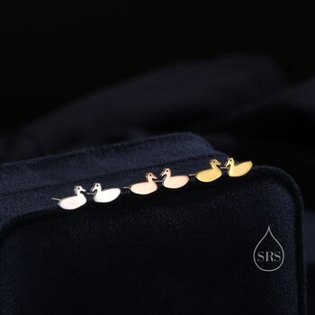 Swimming Duck Stud Earrings In Sterling Silver, 8 of 12