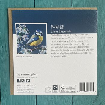 Blosson And Blue Tit Botanical Embossed Card, 2 of 2