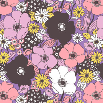 Purple Vintage Floral Pattern Wrapping Paper, 5 of 7