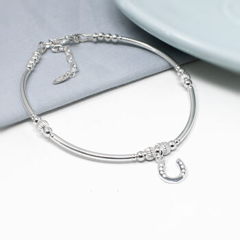 Horseshoe Sterling Silver Bead Bracelet, 2 of 3