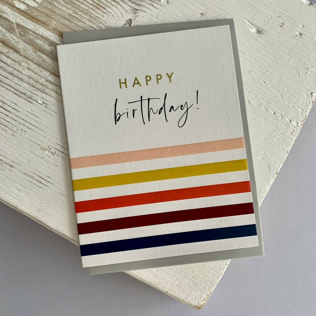 'Happy Birthday' Coloured Stripes Greetings Card By Nest ...